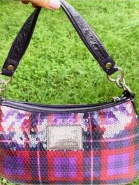 Coach Purple Plaid Sequin 2010 Shoulder Bag